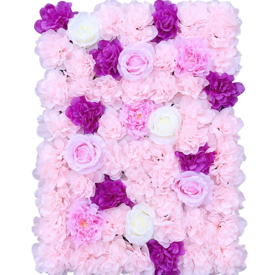 Pink Hydrangeas And Pink And Purple Rose, Artificial Flower Wall Backdrop