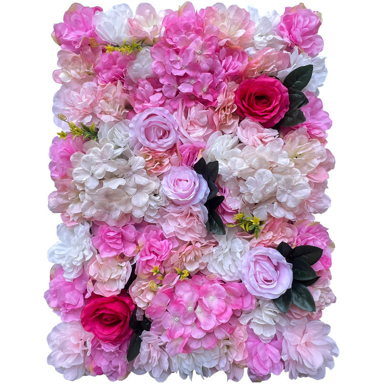 Rose Pink Hydrangeas And Pink Rose, Artificial Flower Wall Backdrop