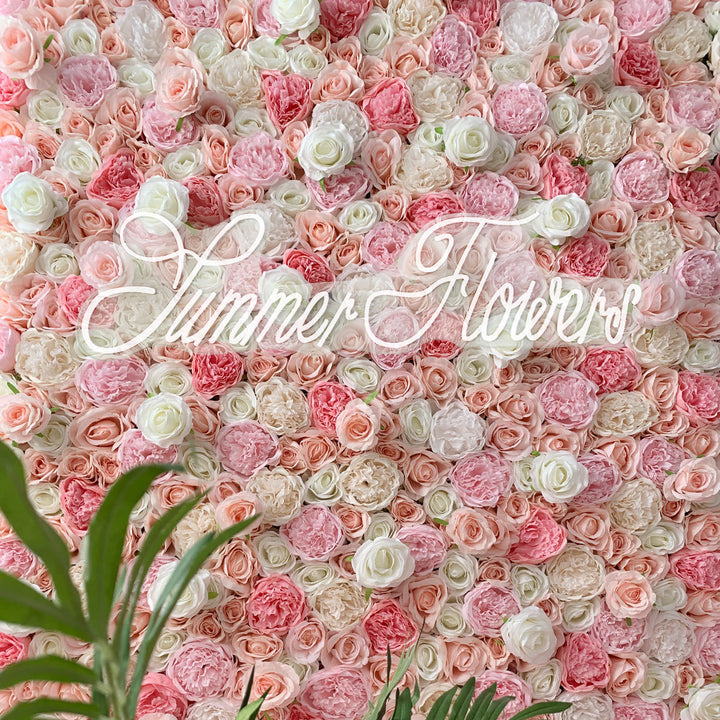 Luxury Pink White Light Pink Roses, Artificial Flower Wall Backdrop, Wedding Backdrop