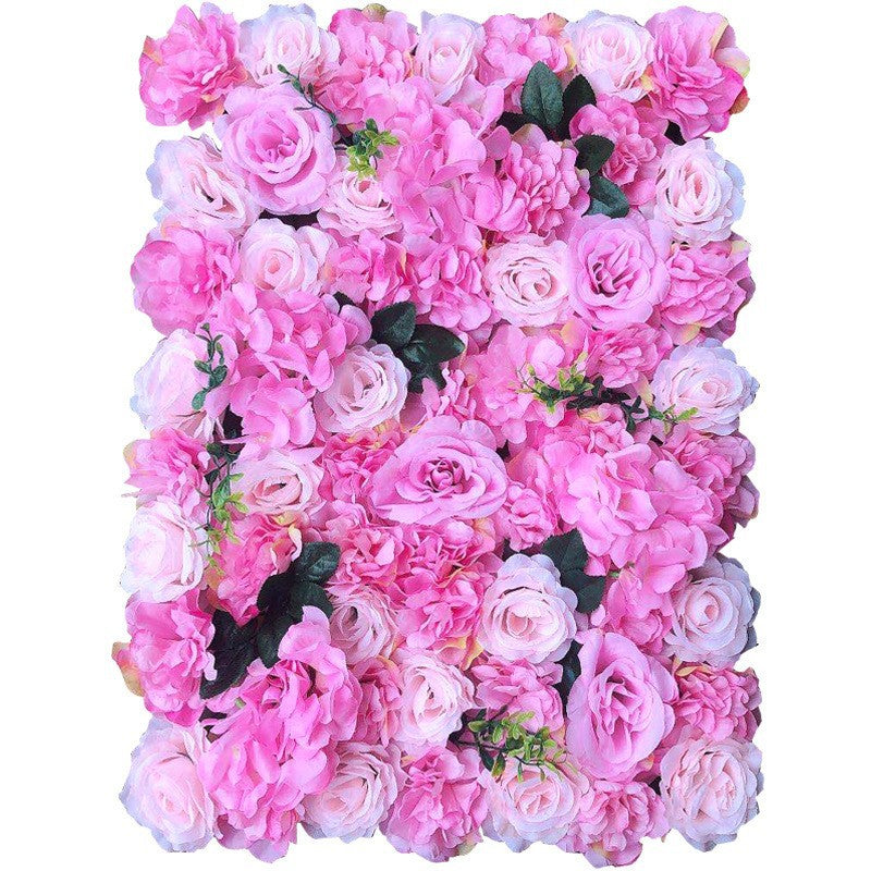 Pink Hydrangeas And Pink Rose, Artificial Flower Wall Backdrop