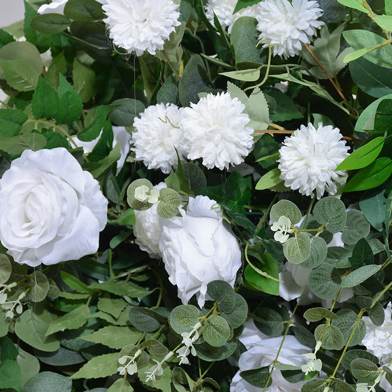 White Roses With Green Leaves Round, Floral Arch, Wedding Arch Backdrop, Including Frame