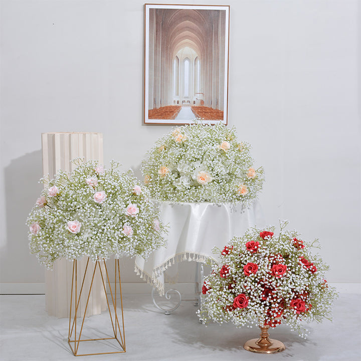 Roses And Gypsophila Wedding Flower Ball