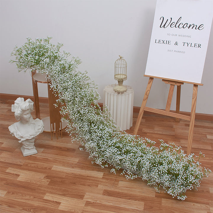 White Roses With Gypsophila Luxurious Flower Runner