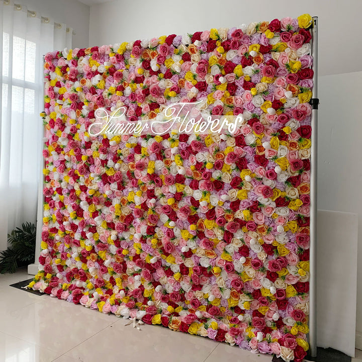 Luxury Multi Color Roses, Artificial Flower Wall Backdrop, Wedding Backdrop