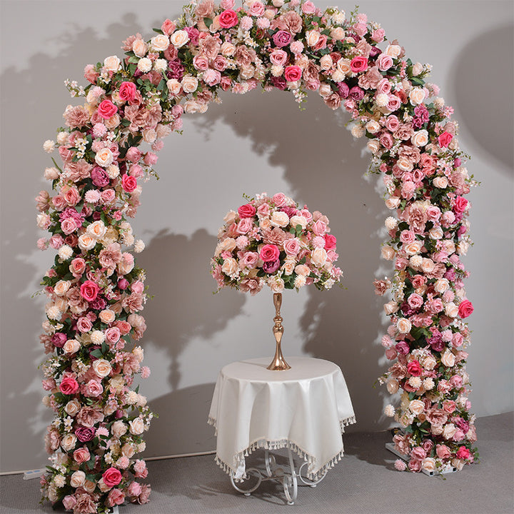 Mixed Flowers In Pink, Floral Arch, Wedding Arch Backdrop, Including Frame