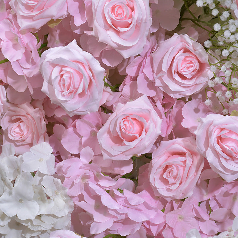 Pink Roses With Gypsophila, Floral Arch Set, Wedding Arch Backdrop, Including Frame