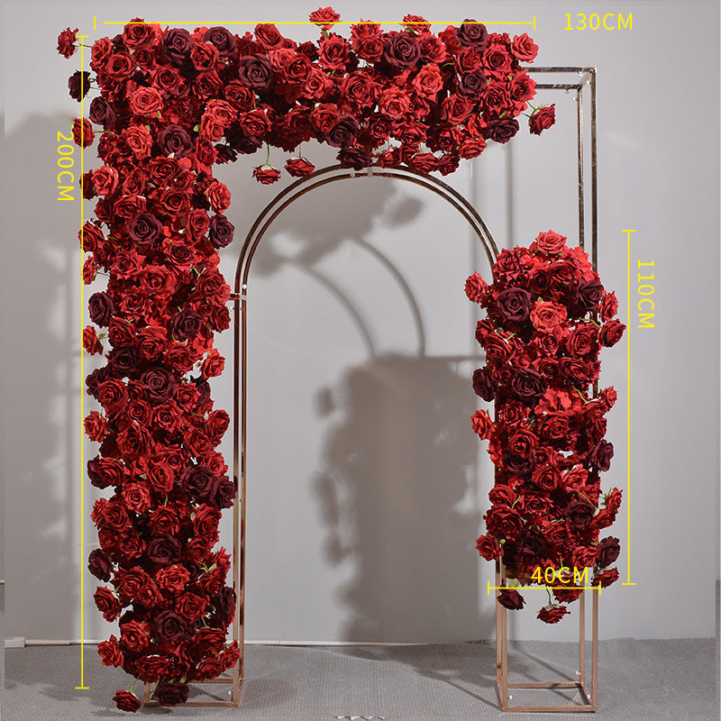 Dark Red Roses, Floral Arch Set, Wedding Arch Backdrop, Including Frame