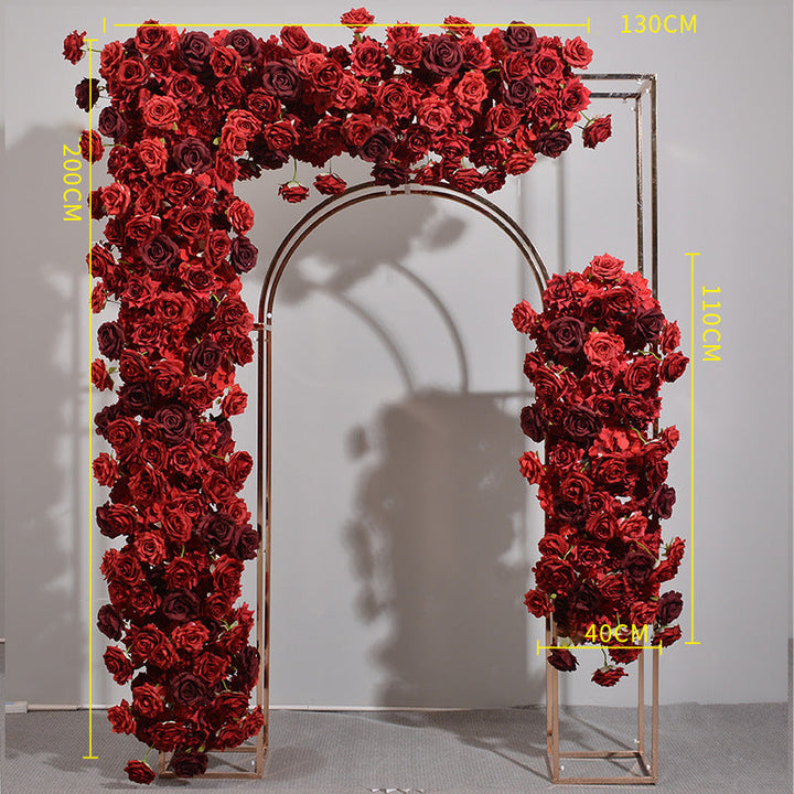 Dark Red Roses, Floral Arch Set, Wedding Arch Backdrop, Including Frame