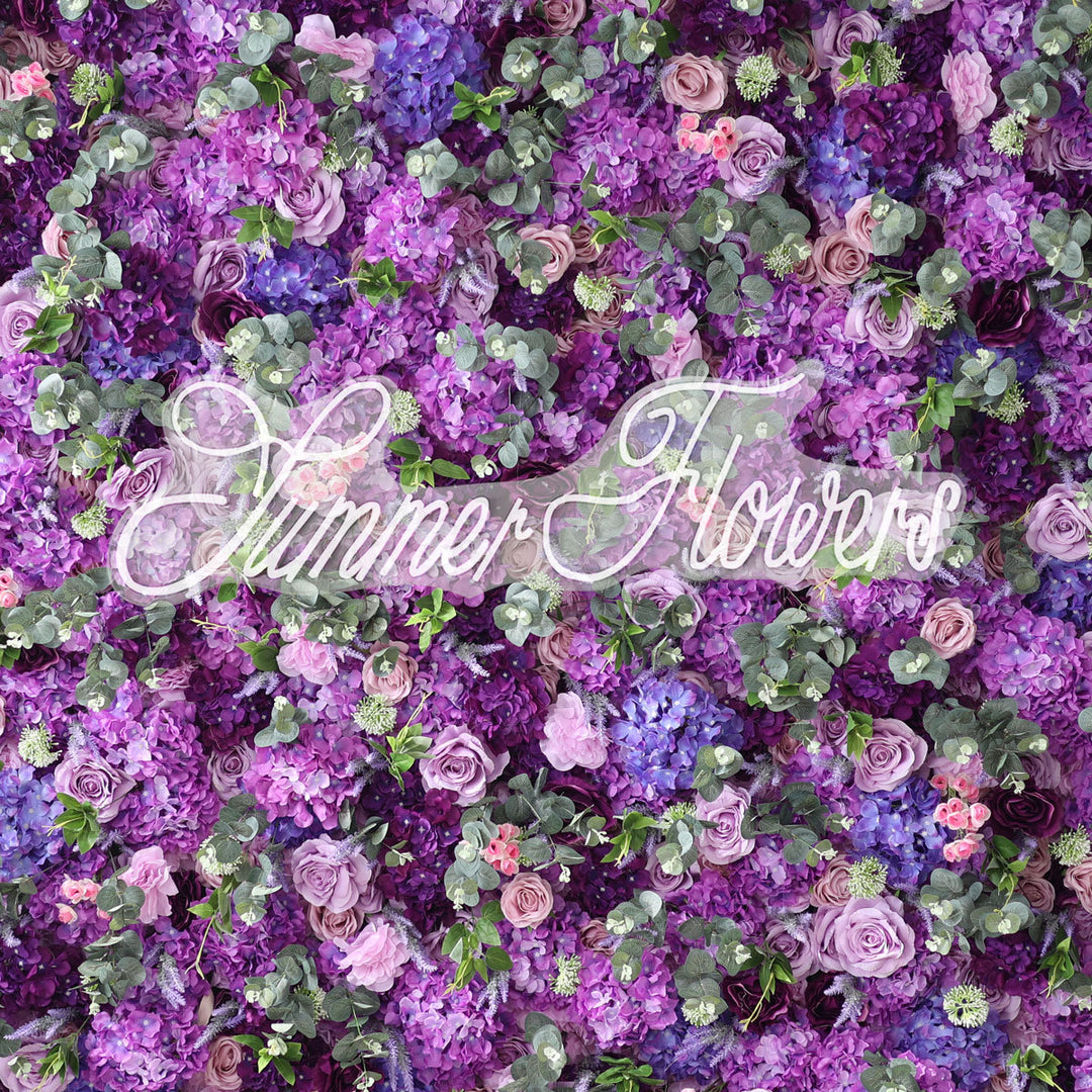 Luxury Light Purple Roses And Dark Purple Hydrangeas 5D,Artificial Flower Wall Backdrop