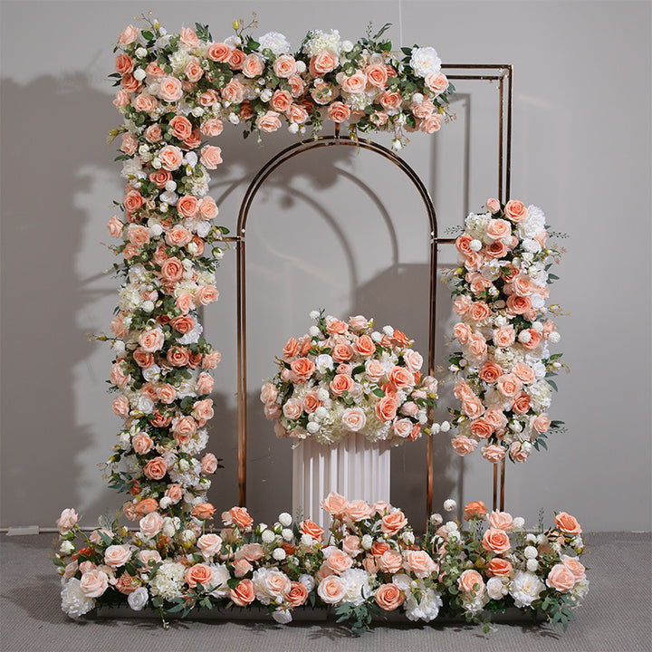 Salmon Pink, Floral Arch Set, Wedding Arch Backdrop, Including Frame