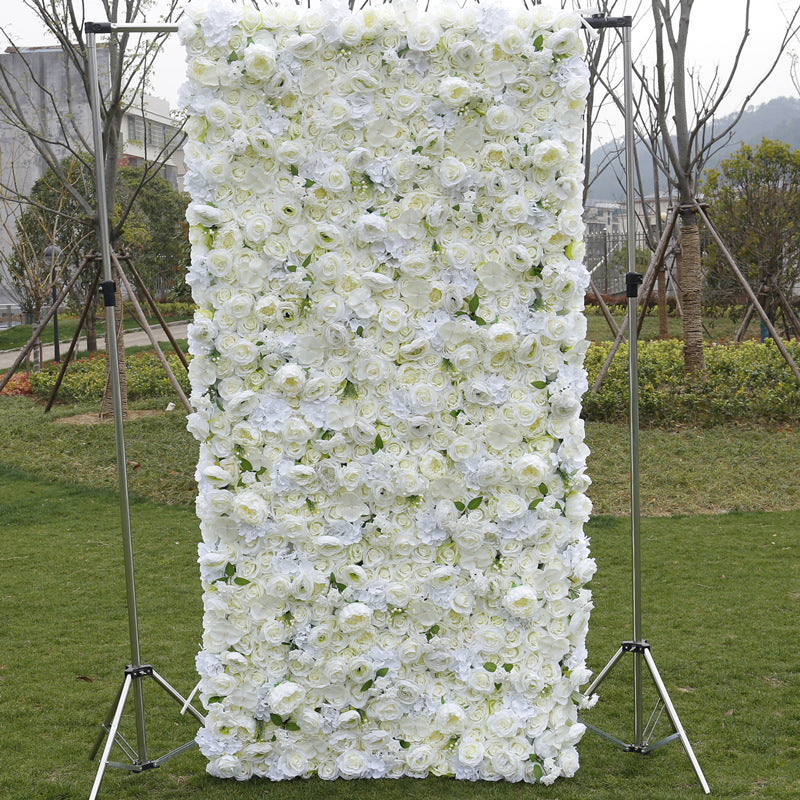 High Density 5D White Rose, Artificial Flower Wall, Wedding Party Backdrop