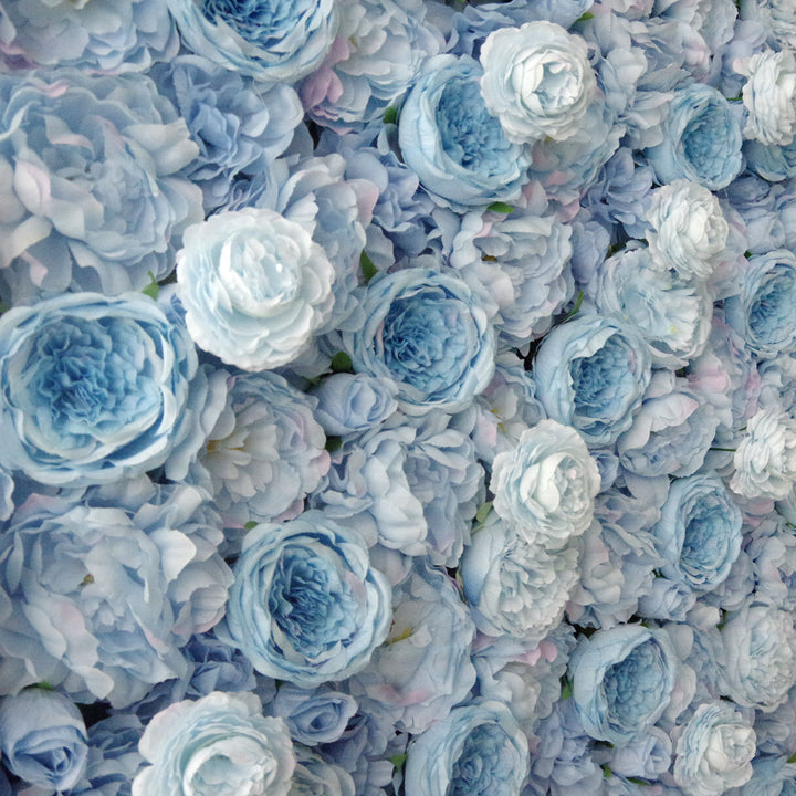 Luxury Light Blue Roses 5D, Fabric Backing, Artificial Flower Wall Backdrop