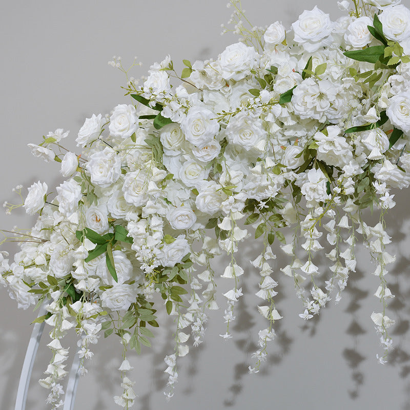 White Roses With Vine, Floral Arch Set, Wedding Arch Backdrop, Including Frame