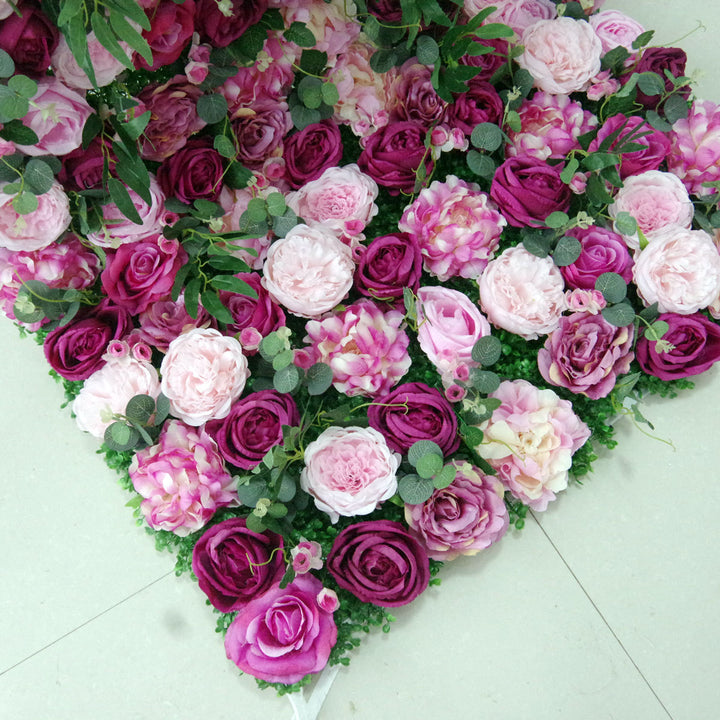 Luxury Artificial Pink Fuchsia Rose, Artificial Flower Wall Backdrop, Wedding Backdrop