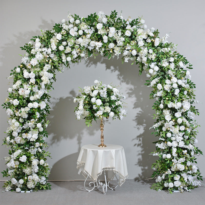 Mixed Flowers In White With Leaves, Floral Arch, Wedding Arch Backdrop, Including Frame