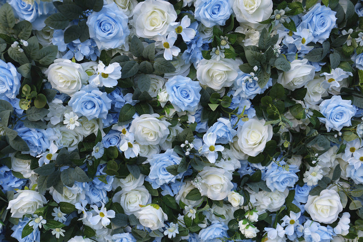 Light Blue Rose And White Rose, Artificial Flower Wall Backdrop