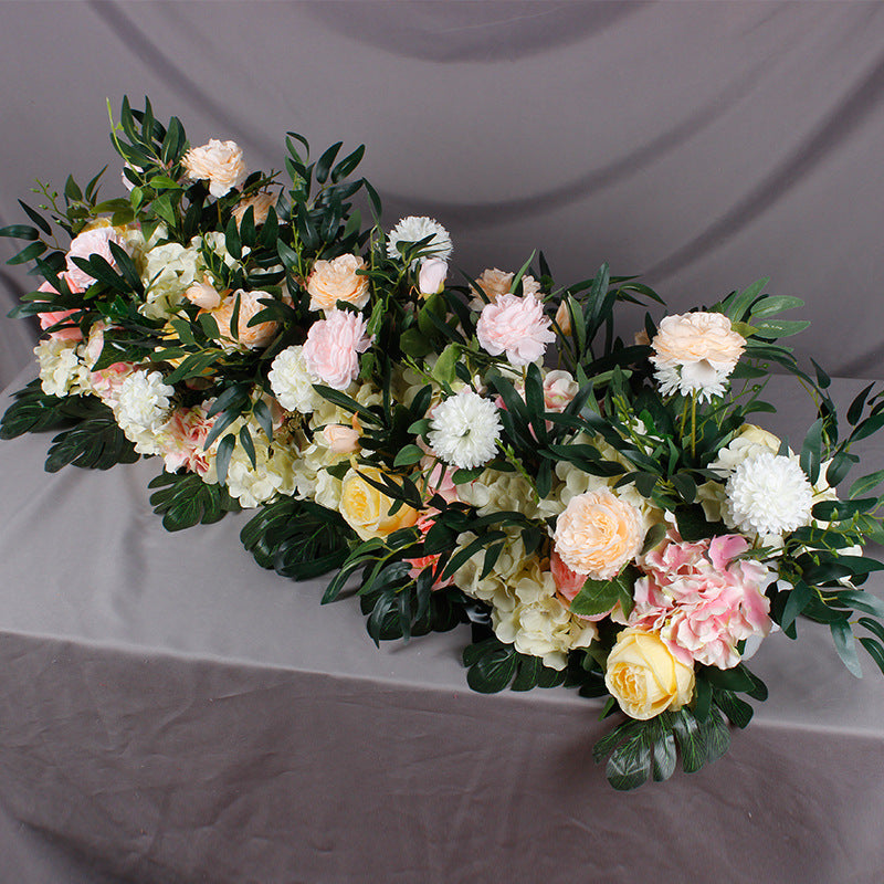 Roses And Hydrangeas With Leaves Flower Runner