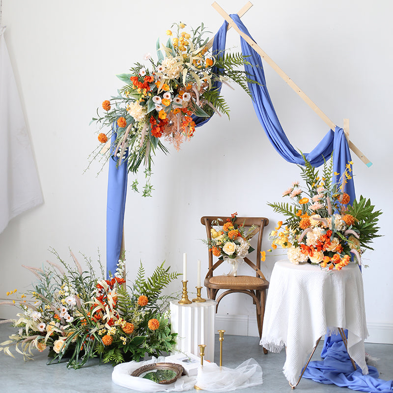 Orange Champagne Wedding Style, Orange Artificial Wedding Flowers, Diy Wedding Faux Flowers