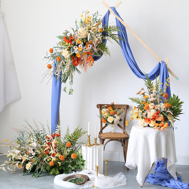 Orange Champagne Wedding Style, Orange Artificial Wedding Flowers, Diy Wedding Faux Flowers