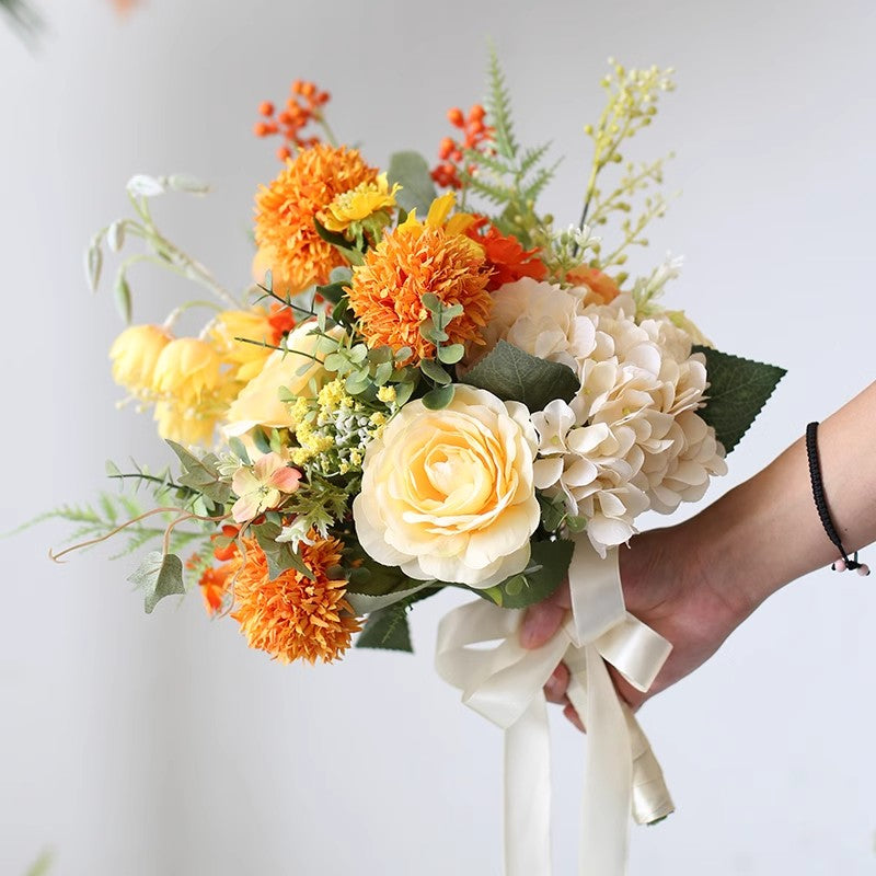 Orange Champagne Wedding Style, Orange Artificial Wedding Flowers, Diy Wedding Faux Flowers