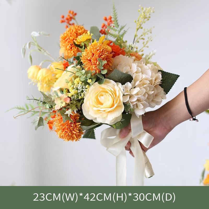 Orange Champagne Wedding Style, Orange Artificial Wedding Flowers, Diy Wedding Faux Flowers