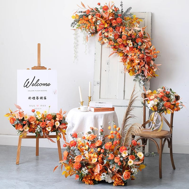 Orange Wedding Style, Orange Artificial Flowers, Diy Wedding Flowers, Party Faux Flowers