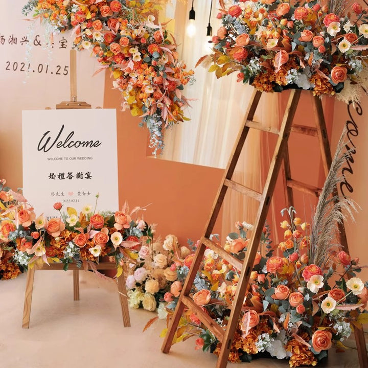 Orange Wedding Style, Orange Artificial Flowers, Diy Wedding Flowers, Party Faux Flowers