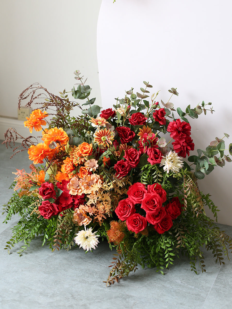 Orange & Red Wedding Style, Orange Artificial Flowers, Diy Wedding Flowers