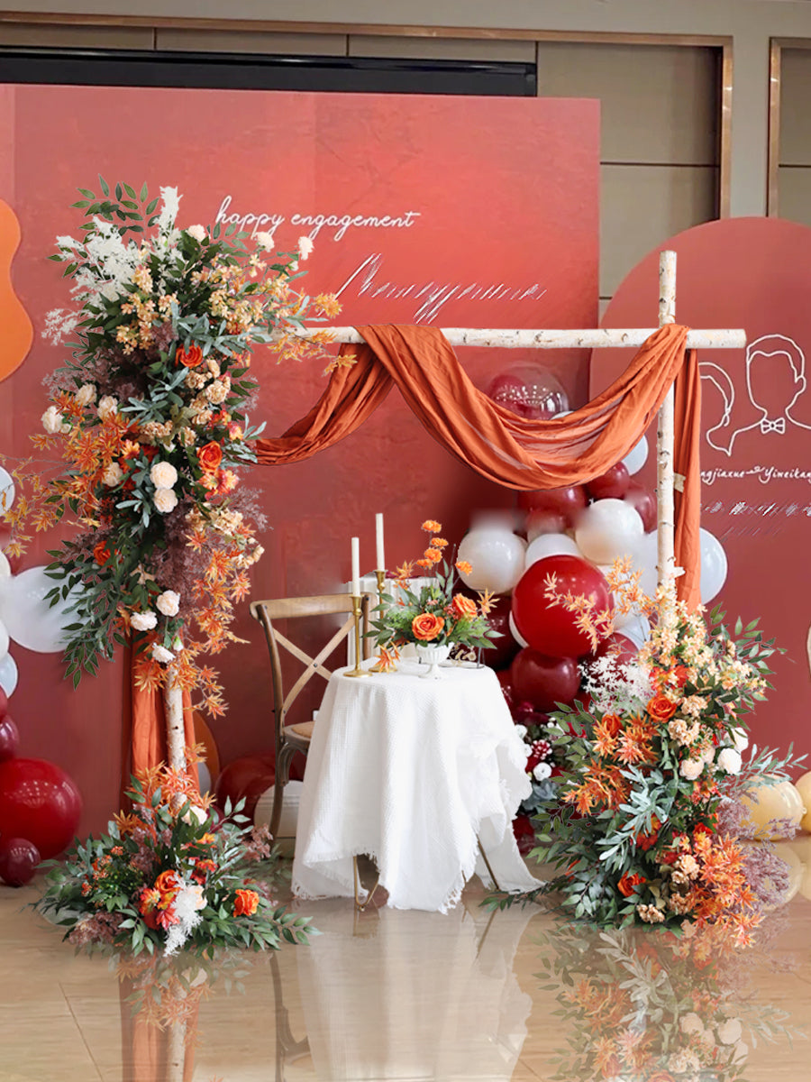 Orange Forest Wedding Style, Orange Artificial Flowers, Diy Wedding Flowers