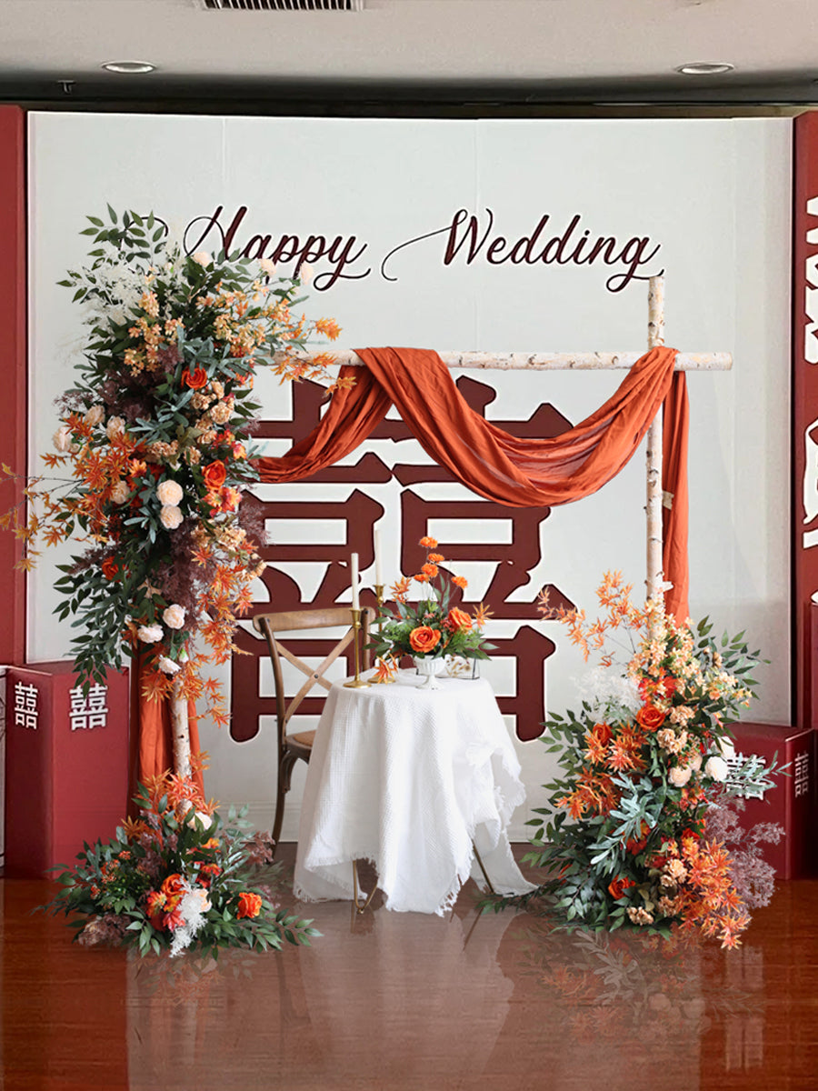 Orange Forest Wedding Style, Orange Artificial Flowers, Diy Wedding Flowers