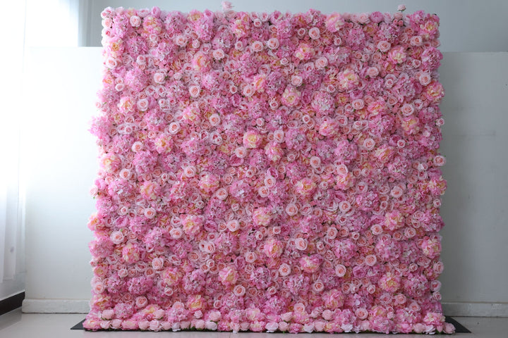 Pink Hydrangea And Rose, Reed Pampas Grass, Artificial Flower Wall Backdrop