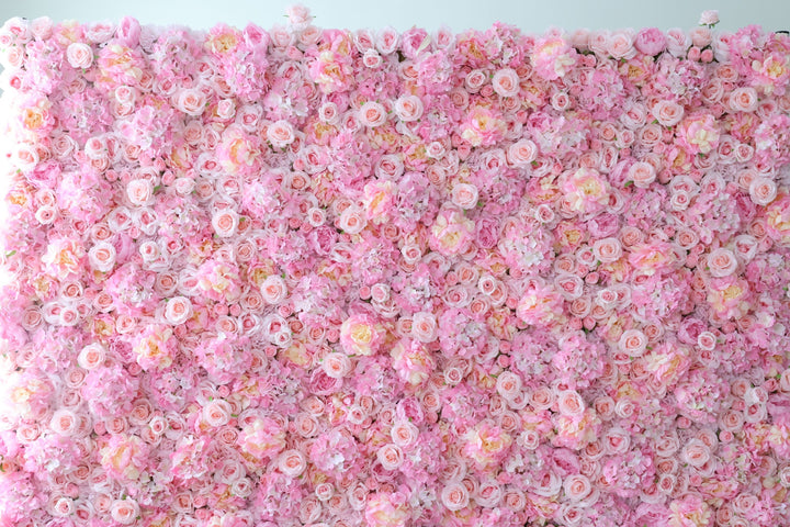 Pink Hydrangea And Rose, Reed Pampas Grass, Artificial Flower Wall Backdrop