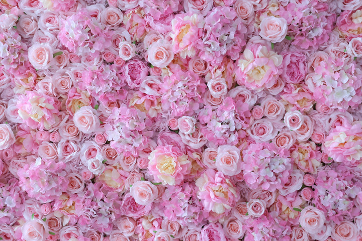 Pink Hydrangea And Rose, Reed Pampas Grass, Artificial Flower Wall Backdrop