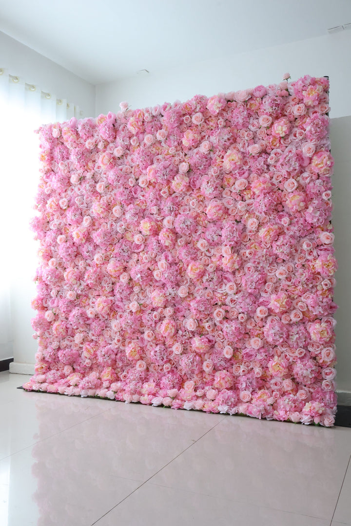 Pink Hydrangea And Rose, Reed Pampas Grass, Artificial Flower Wall Backdrop