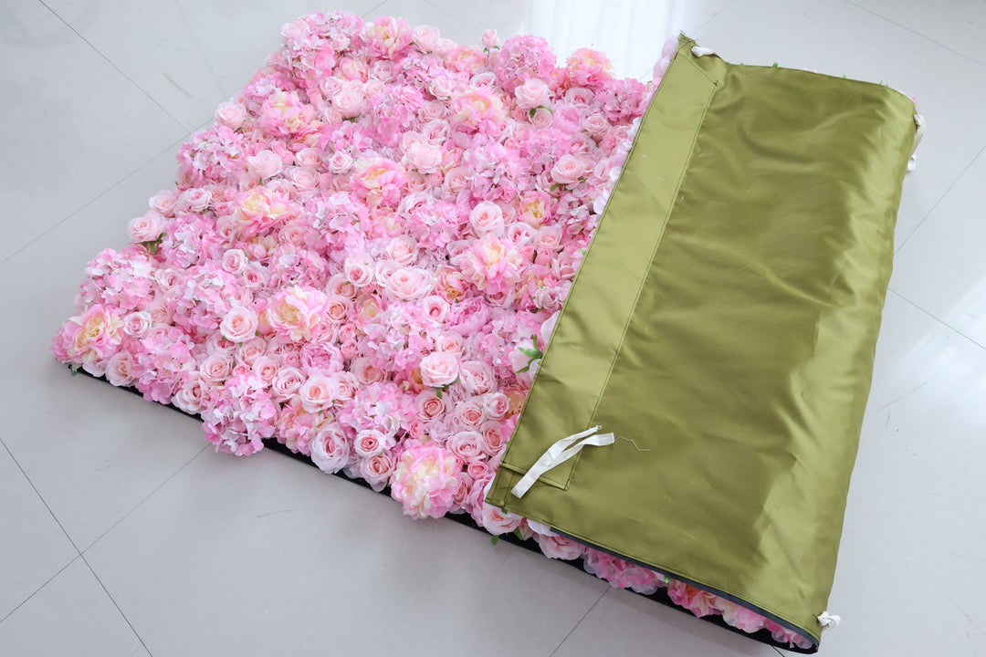 Pink Hydrangea And Rose, Reed Pampas Grass, Artificial Flower Wall Backdrop