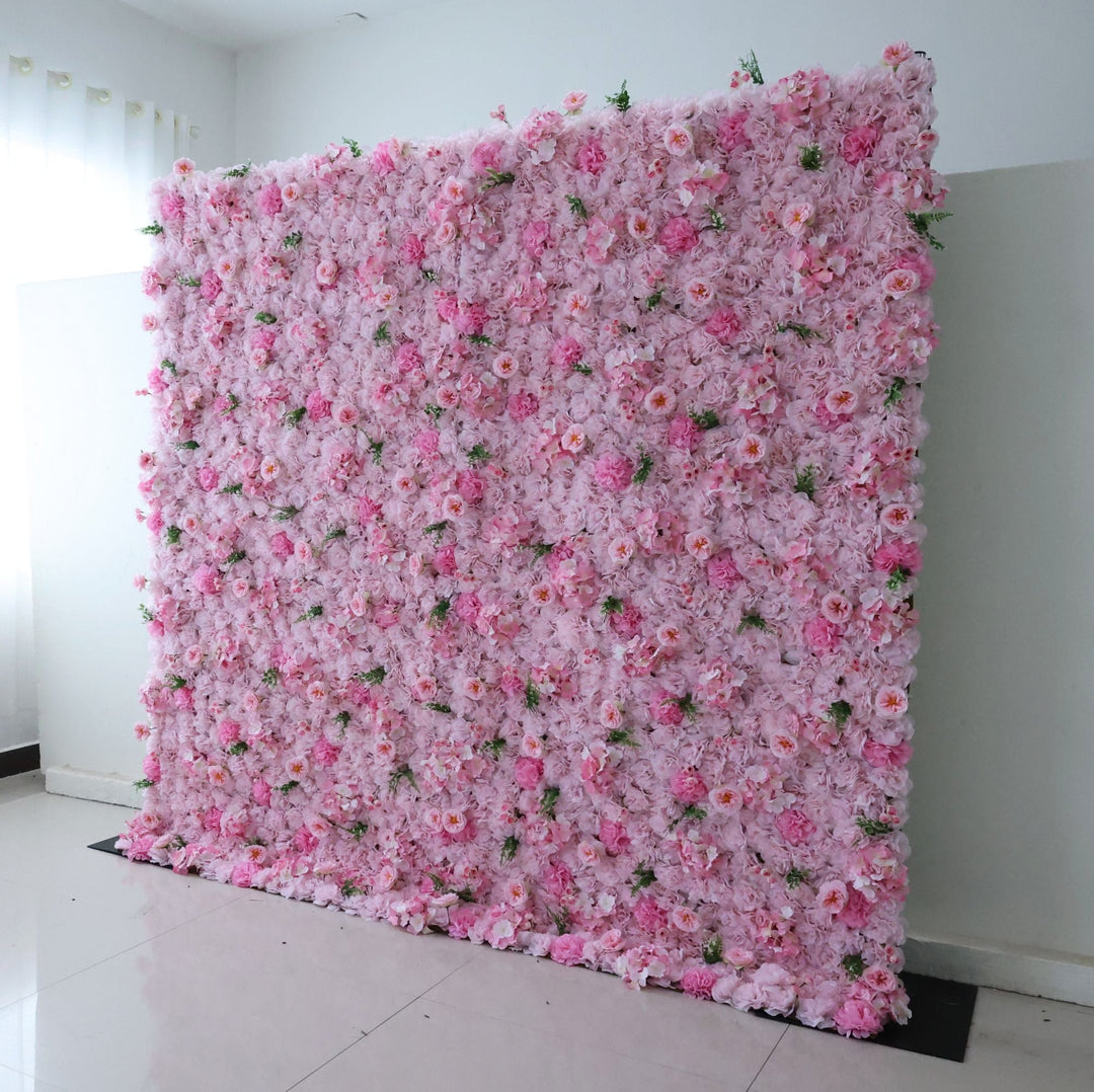 Pink Hydrangeas, Fabric Backing Artificial Flower Wall