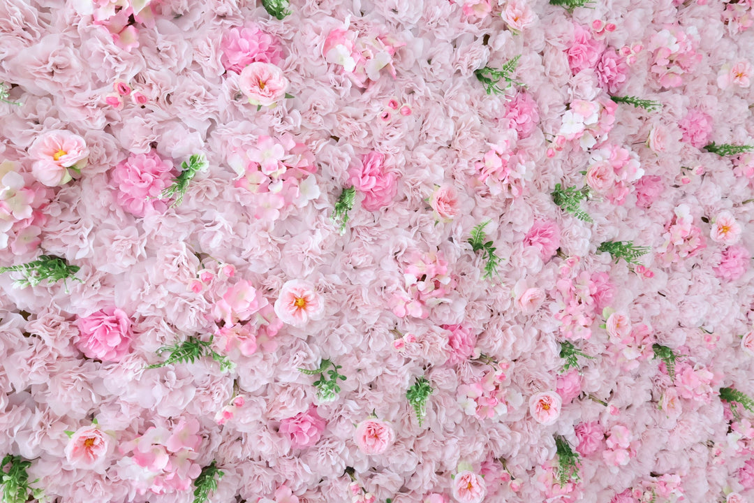 Pink Hydrangeas, Fabric Backing Artificial Flower Wall