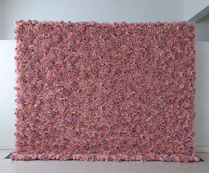 Pink Roses With Hydrangeas, Fabric Backing Artificial Flower Wall