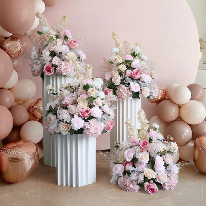 Pink & Beige Flowers Ball, Pink Artificial Flowers, Diy Wedding Flowers