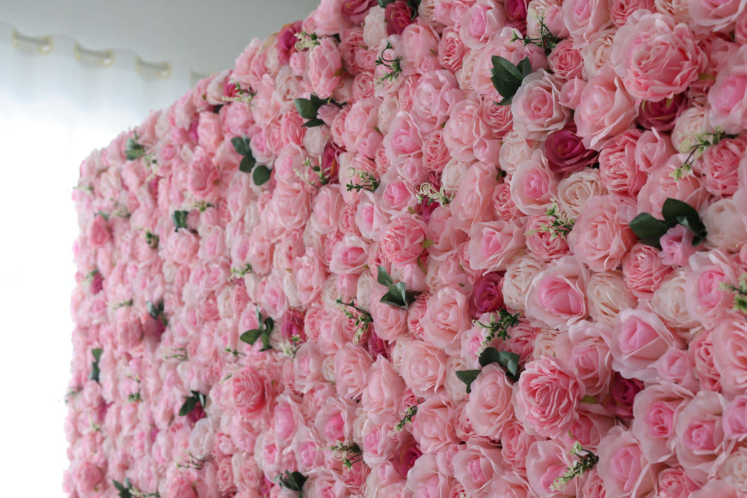 Pink And Rose Roses, Artificial Flower Wall, Wedding Party Backdrop