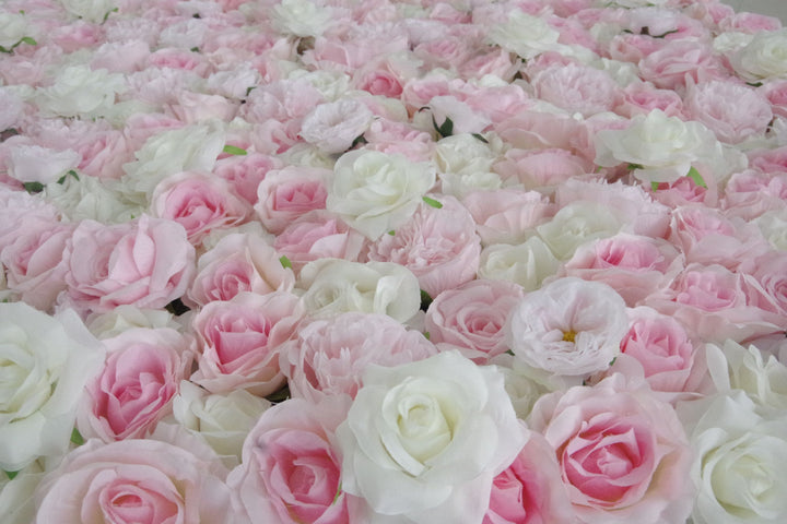 Pink And White Roses, Artificial Flower Wall, Wedding Party Backdrop