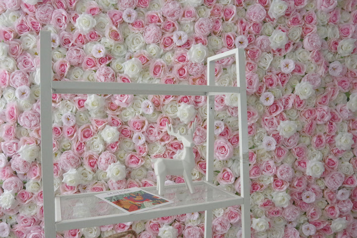 Pink And White Roses, Artificial Flower Wall, Wedding Party Backdrop