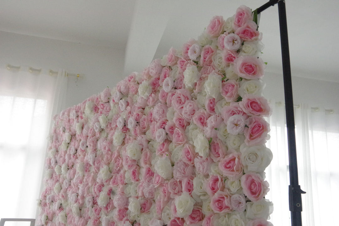 Pink And White Roses, Artificial Flower Wall, Wedding Party Backdrop