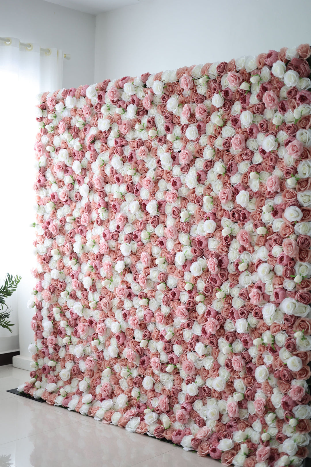 Pink And White Roses, Artificial Flower Wall, Wedding Party Backdrop