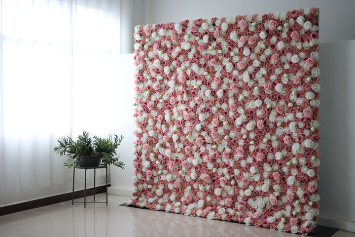 Pink And White Roses, Artificial Flower Wall, Wedding Party Backdrop