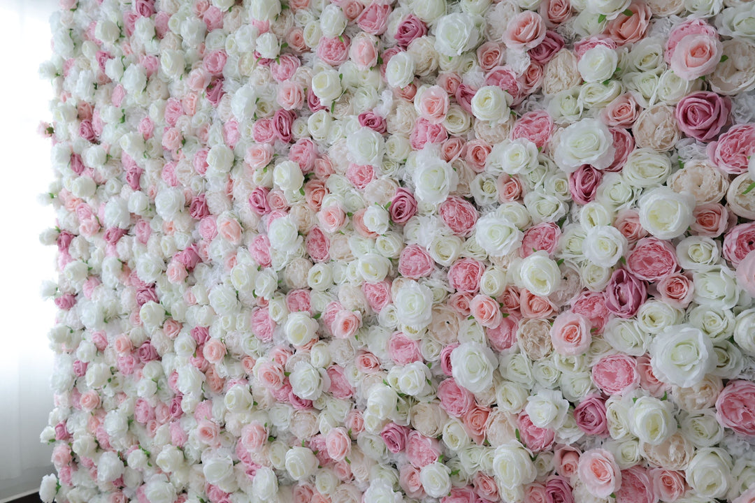 Pink And White Roses And Peonies, Artificial Flower Wall, Wedding Party Backdrop