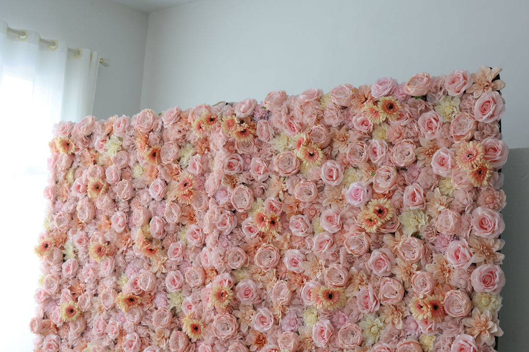 Pink Roses And Chrysanthemums And Peonies And Dahlias, Artificial Flower Wall Backdrop