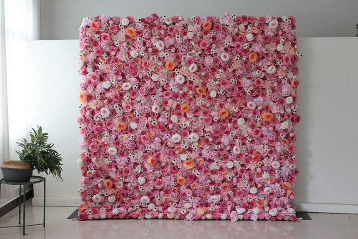 Pink Roses And Hydrangeas, Artificial Flower Wall, Wedding Party Backdrop