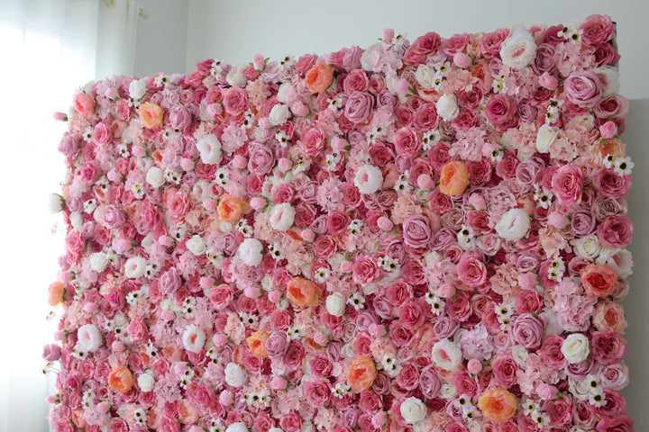 Pink Roses And Hydrangeas, Artificial Flower Wall, Wedding Party Backdrop