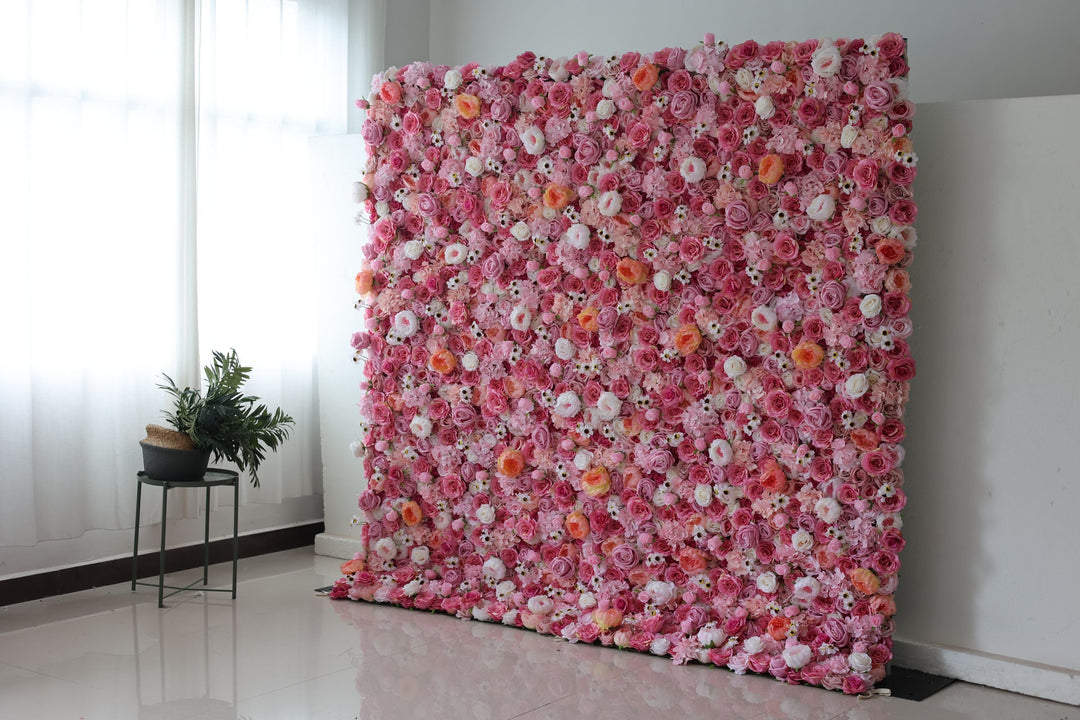 Pink Roses And Hydrangeas, Artificial Flower Wall, Wedding Party Backdrop